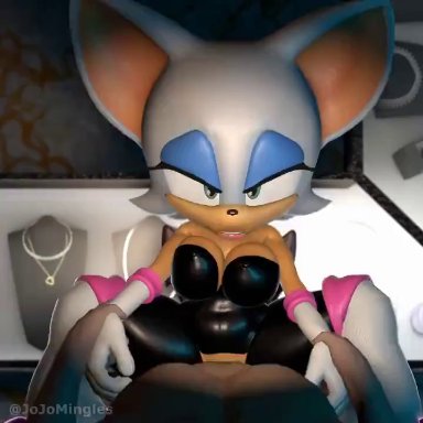 sonic (series), sonic the hedgehog (series), mobian (species), rouge the bat, jellyfishjubilee, jojomingles, 1boy, 1girls, anthro, ass, balls, bat, bat ears, bat wings, big ass