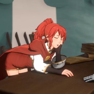 fire emblem, fire emblem warriors, fire emblem: three houses, anna (fire emblem), overused23, clothed, clothed female, clothed male, cum, cum on face, cumshot, fellatio, female, pov, pov male