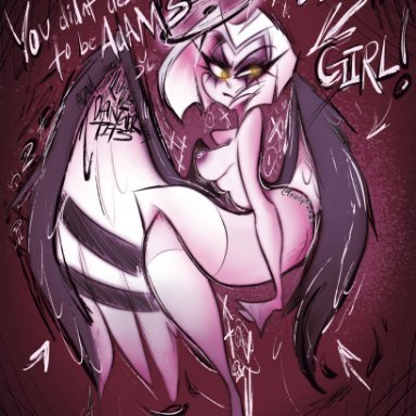 hazbin hotel, exorcist (hazbin hotel), lute (hazbin hotel), wayward martian, angel, angel girl, big ass, big breasts, casual, casual nudity, female, female only, greedymartian, nude, teasing