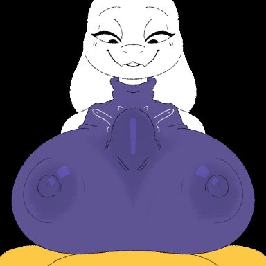 beat banger, bunfan games, undertale, undertale (series), frisk, toriel, komdog, 1boy, 1girls, anthro, big areola, big breasts, big nipples, big penis, black eyes