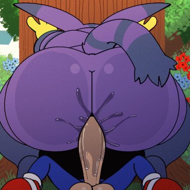 sonic (series), sonic the hedgehog (series), big the cat, sonic the hedgehog, witdrawsloods, 2boys, anal, anal penetration, anal sex, anthro, ass, back, back view, background, balls