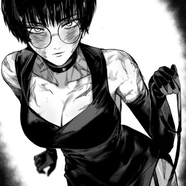 jujutsu kaisen, shounen jump, zenin maki, masoq095, 1girls, big breasts, boyish, breasts, burn marks, burn scar, burns, busty, clothes, dress, female