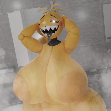 five nights at freddy's, five nights at freddy's 2, scottgames, toy chica (cyanu), toy chica (fnaf), vxast, animatronic, anthro, areola, areolae, ass, ass bigger than head, avian, bath, bathroom