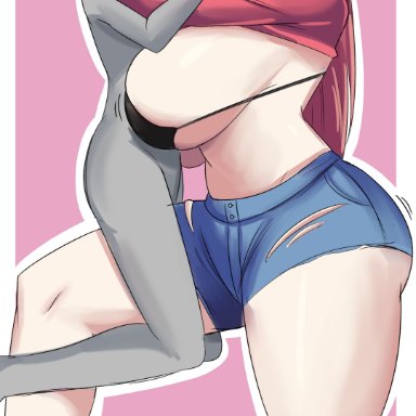 chainsaw man, anon, power (chainsaw man), emmarrgus, 1boy, 1girls, alternate breast size, ass expansion, bra, breast expansion, devil, femdom, growth, height growth, horn