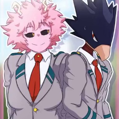 my hero academia, mina ashido, tokoyami fumikage, greatm8, ass, blowjob, cum in mouth, pussy juice drip, school, animated, sound, tagme, video, voice acted