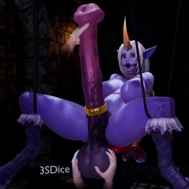 league of legends, soraka, 3sdice, 1futa, balls, bondage, breasts, disembodied hand, futa only, futanari, futasub, huge balls, huge cock, hung bottom, hyper