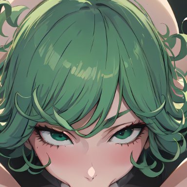 one-punch man, tatsumaki, vinkz, 1boy, 1boy1girl, 1girl1boy, 1girls, 1male, all fours, bangs, blowjob, blowjob face, blush, blushing at viewer, cum in mouth