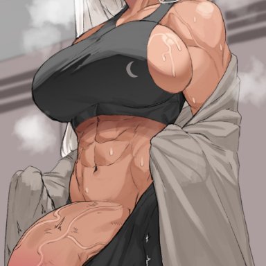 my hero academia, shounen jump, miruko, soolee040995, abs, big breasts, big cock, big penis, breasts, bulge, cock, cum, dark skin, dark-skinned female, dickgirl