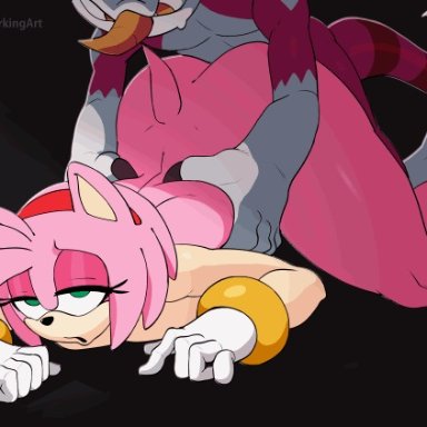 sega, sonic (series), sonic the hedgehog (series), amy rose, oc, original character, darkingart, 1boy, 1girls, ambiguous penetration, anthro, ass, big ass, breasts, bubble butt