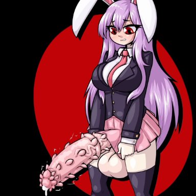 touhou, reisen udongein inaba, limebreaker, 1futa, animal ears, animal genitalia, animal humanoid, animal penis, areola, ass expansion, ball growth, balls, balls expansion, barbed penis, big areola