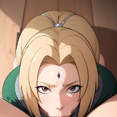 boruto: naruto next generations, naruto, naruto (classic), naruto (series), naruto shippuden, naruto: the last, tsunade, lewdcreationsai, 1girls, big breasts, blonde female, blonde hair, blonde hair female, blowjob, blowjob face