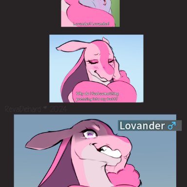 because something is !, palworld, lovander, pal (species), revadiehard, 2boys, anthro, blush, creepy smile, femboy, fur, furry, looking at partner, male, male only