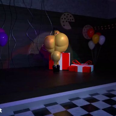 five nights at freddy's, fnaf, toy chica (cyanu), toy chica (fnaf), alphasoup, big ass, big breasts, breasts, bubble butt, huge ass, huge breasts, thick thighs, wide hips, animated, tagme