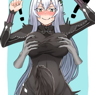 echidna (re:zero), nofu 122, 1futa, balls, bodysuit, breasts, bulge, clothed, clothing, erection, erection under clothes, fully clothed, futa only, futanari, huge cock