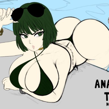 one-punch man, fubuki (one-punch man), saitama, tatsumaki, catered3214, nowajoestar, 1boy, 2girls, ass, big ass, big breasts, big butt, bikini, bikini top, curvy female