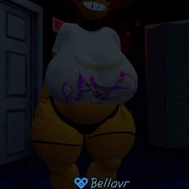 five nights at freddy's, fnaf, nightmare before christmas, vrchat, toy chica, toy chica (cyanu), toy chica (fnaf), big areola, big breasts, breasts, chubby, flashing, flashing breasts, hyper, hyper breasts