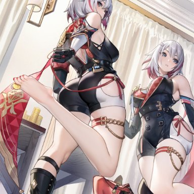 honkai (series), honkai: star rail, topaz (honkai: star rail), hle, le (huanglongen), ankle, ankles, armpits, ass, back, bare soles, barefoot, behind view, big ass, big breasts