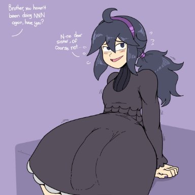 pokemon, hex maniac, middle hex (poopishness), oc, poopishness, 1boy, big penis, blush, bulge, clothed, crossdressing, dress, femboy, feminine male, goth