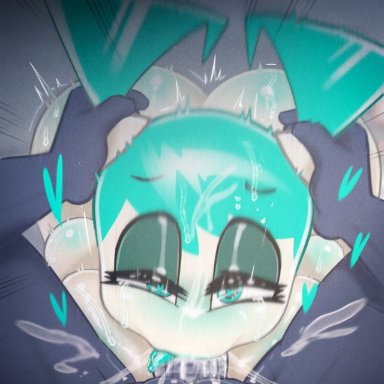 my life as a teenage robot, nickelodeon, jenny wakeman, xj-9, lonlon, 1boy1girl, big breasts, big penis, breasts, cum, cum in mouth, cum inside, cum on body, cum splatter, cyan eyes