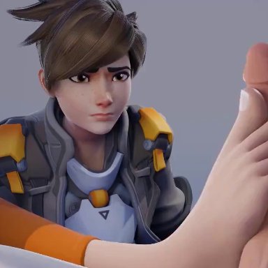 blizzard entertainment, overwatch, overwatch 2, tracer, memz3d, 1girl, dick, feet, foot fetish, footjob, 3d, animated, tagme, video