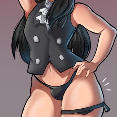 guilty gear, guilty gear strive, testament (guilty gear), johnv, 1boy, 1boys, accessory, armpits, arms behind back, arms up, belly, belly button, black hair, blush, blush lines