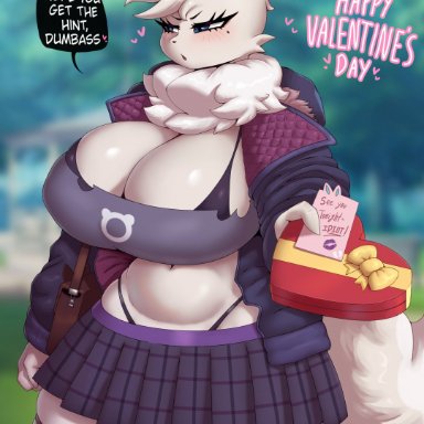 nintendo, pokemon, valentine's day, bianca (gammainks), eevee, pok&#233;mon (species), shiny eevee, shiny pokemon, gammainks, 1girls, anthro, breasts, female, furry, hips