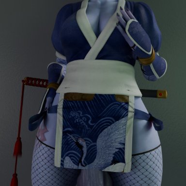 dead or alive, dead or alive 5, overwatch, overwatch 2, widowmaker, sug madic3d, big balls, big penis, flaccid, flaccid penis, futa only, futanari, hung futanari, kimono, solo futa