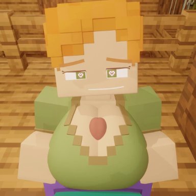 minecraft, alex (minecraft), paizuri, penis between breasts, 3d, animated, blender, tagme, video