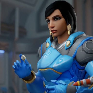 blizzard entertainment, overwatch, pharah, aphy3d, 1boy, 1boy1girl, 1girls, anal, anal sex, ass, ass focus, big butt, condom, dark-skinned female, light-skinned male