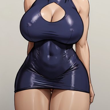 naruto, naruto (series), naruto shippuden, hyuuga hinata, ozymandias, huge breasts, latex, latex suit, thick thighs, wide hips, ai generated, tagme