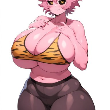 my hero academia, ashido mina, mina ashido, goldencum34, cleavage, huge breasts, ai generated