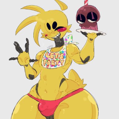 five nights at freddy's, cupcake (fnaf), toy chica (fnaf), v4mp1333, bulge, femboy, male only, tagme