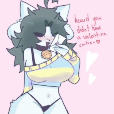 undertale, undertale (series), valentine's day, temmie, temmie (undertale), scentedpocky, breasts, female, female only, furry, thighs, tagme