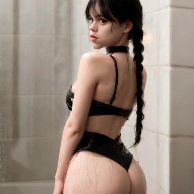 the addams family, wednesday (netflix), jenna ortega, wednesday addams, ass, celebrity, fat ass, goth, goth girl, ai generated, real person, realistic, tagme