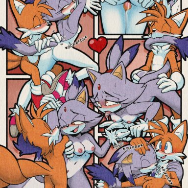 archie comics, idw publishing, sega, sonic the hedgehog (archie), sonic the hedgehog (comics), sonic the hedgehog (idw), sonic the hedgehog (series), blaze the cat, tails, ardan norgate, 5 fingers, ahe gao, ass, bite, blush