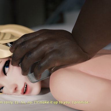 league of legends, valentine's day, ezreal, luxanna crownguard, blank3d, 1boy, 1girls, blonde hair, cheating, cuckold, dark skin, dark-skinned male, female, interracial, male