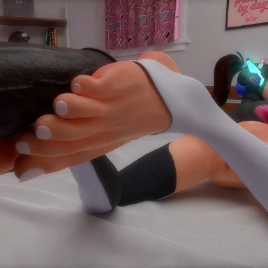 activision, blizzard entertainment, overwatch, overwatch 2, d.va, suifuta, dark-skinned male, feet on penis, feet up, foot fetish, foot focus, foot play, footjob, 3d, sound