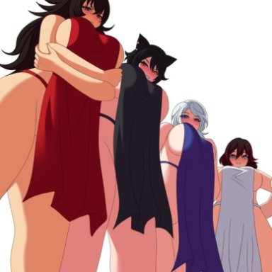 rwby, kali belladonna, raven branwen, summer rose, willow schnee, jadenkaiba, black hair, blue eyes, gold eyes, milfs, red eyes, red hair, silver eyes, white hair