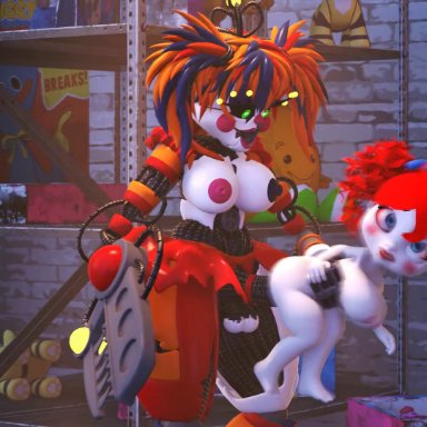 five nights at freddy's, poppy playtime, circus baby, poppy (poppy playtime), scrap baby, scrap baby (cosmic trance), scrap baby (fnaf), countersfm, 1futa, 1girls, ambiguous penetration, areolae, ass jiggle, ass shake, balls