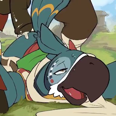 kass (zelda), lapatte, ass, ass up, bedroom eyes, bird, cum, cum in ass, cum inside, feral penetrating, feral penetrating anthro, furry, gay, horse, horsecock