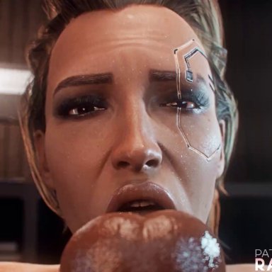 cyberpunk 2077, v (cyberpunk 2077), valerie (cyberpunk 2077), radroachhd, cock ring, duo, erection, fellatio, futanari, gigantic penis, huge breasts, huge cock, nude, oral, 3d