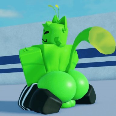 regretevator, roblox, gnarpy (regretevator), willie piv, ass, green fur, male, male only, tail, 3d, animated