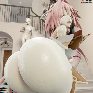 fate (series), fate/apocrypha, fate/grand order, type-moon, astolfo (fate), snippwapp, 1boy, ass, ass bigger than head, ass focus, behind view, big ass, big butt, big penis, bottom heavy