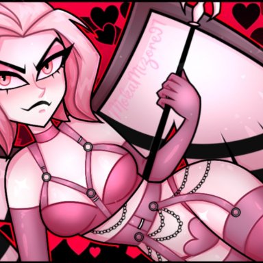 hazbin hotel, valentine's day, vivziepop, lute (hazbin hotel), mokamizore, 1female, 1girls, angel, angel girl, angel wings, female, female focus, female only, lingerie, lingerie bra