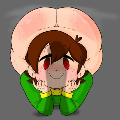 toby fox, undertale, undertale (series), chara, sketchssketchs, 1male, ass, bedroom eyes, big ass, bottomless, bubble ass, bubble butt, cock hungry, cock worship, cute