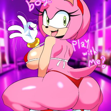 sonic (series), sonic the hedgehog (series), amy rose, furry funnychan, 1girls, anthro, ass, big ass, big breasts, big butt, eyelashes, female, female only, green eyes, large ass