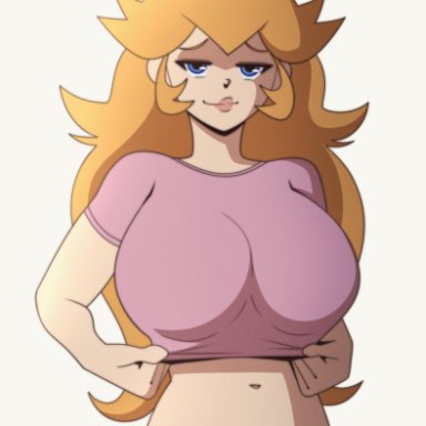 mario (series), nintendo, princess peach, spotty arts, 1girls, areolae, big breasts, blonde hair, bouncing breasts, breasts, busty, female, female only, large breasts, long hair