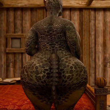 skyrim, argonian, zenith741, anthro, fat, huge ass, huge breasts, larger female, obese, obese anthro, obese female, plap, scalie, size difference, vaginal penetration