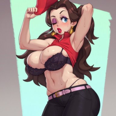 mario (series), mario golf, pauline, rizdraws, 1girls, breasts, clothing, female, female focus, female only, girl, solo, standing