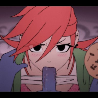 bloo, frankie foster, kyde, bra, clothing, cookie, oral, penis, ponytail, pov, prostitution, red hair, 2d, 2d animation, animated